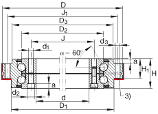 推力角接觸球軸承 ZKLDF395, 雙向，螺釘安裝，兩側帶密封蓋