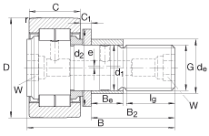 螺栓型滾輪 NUKRE35, 軸向引導，滿裝圓柱滾子，帶偏心擋圈，兩側迷宮密封