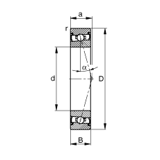 主軸軸承 HSS7010-C-T-P4S, 調節(jié)，成對安裝，接觸角 α = 15°，兩側唇密封，非接觸，加嚴公差