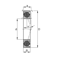 主軸軸承 HCB7215-C-T-P4S, 調節，成對或單元安裝，接觸角 α = 15°，陶瓷球，限制公差