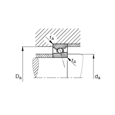 主軸軸承 HS7015-C-T-P4S, 調節，成對安裝，接觸角 α = 15°，限制公差