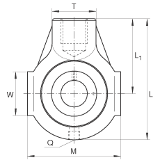 吊裝式軸承座單元 PHE45, 鑄鐵軸承座,帶偏心鎖圈的外球面球軸承,P 型密封 吊裝式軸承座單元 PHE45, 鑄鐵軸承座,帶偏心鎖圈的外球面球軸承,P 型密封